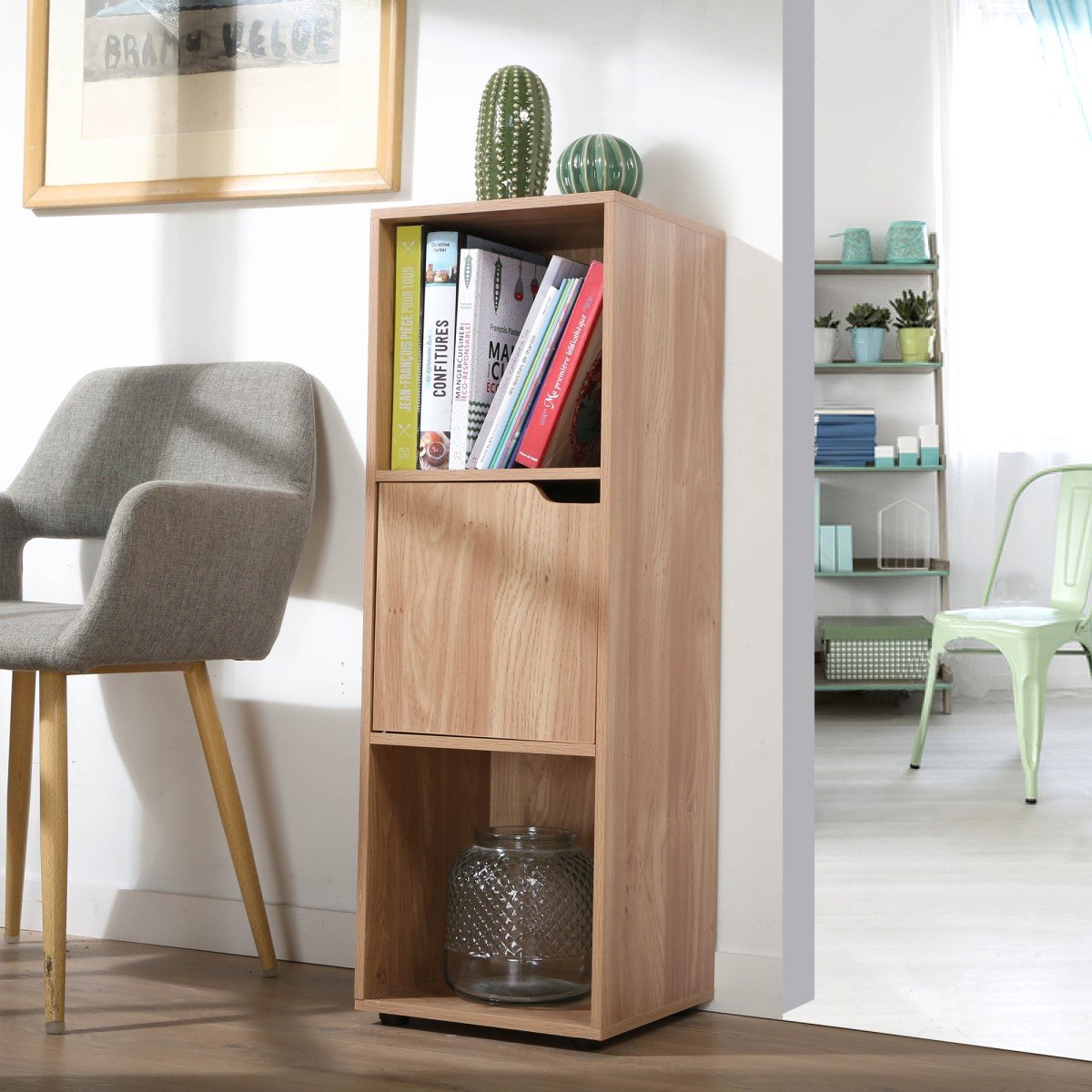 Meuble 3 cases avec une porte - Modu bois, CALICOSY
