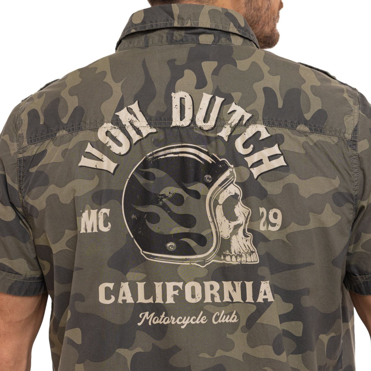 Chemise en coton DEREK camouflage/noir/blanc, VON DUTCH