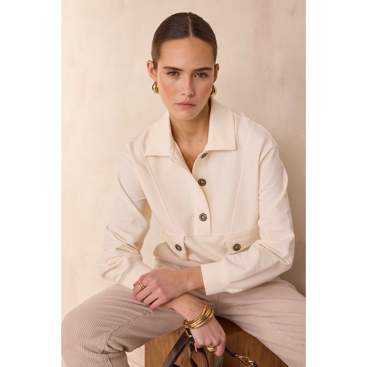 Sweat-shirt en coton LIMON creme, Maison 123