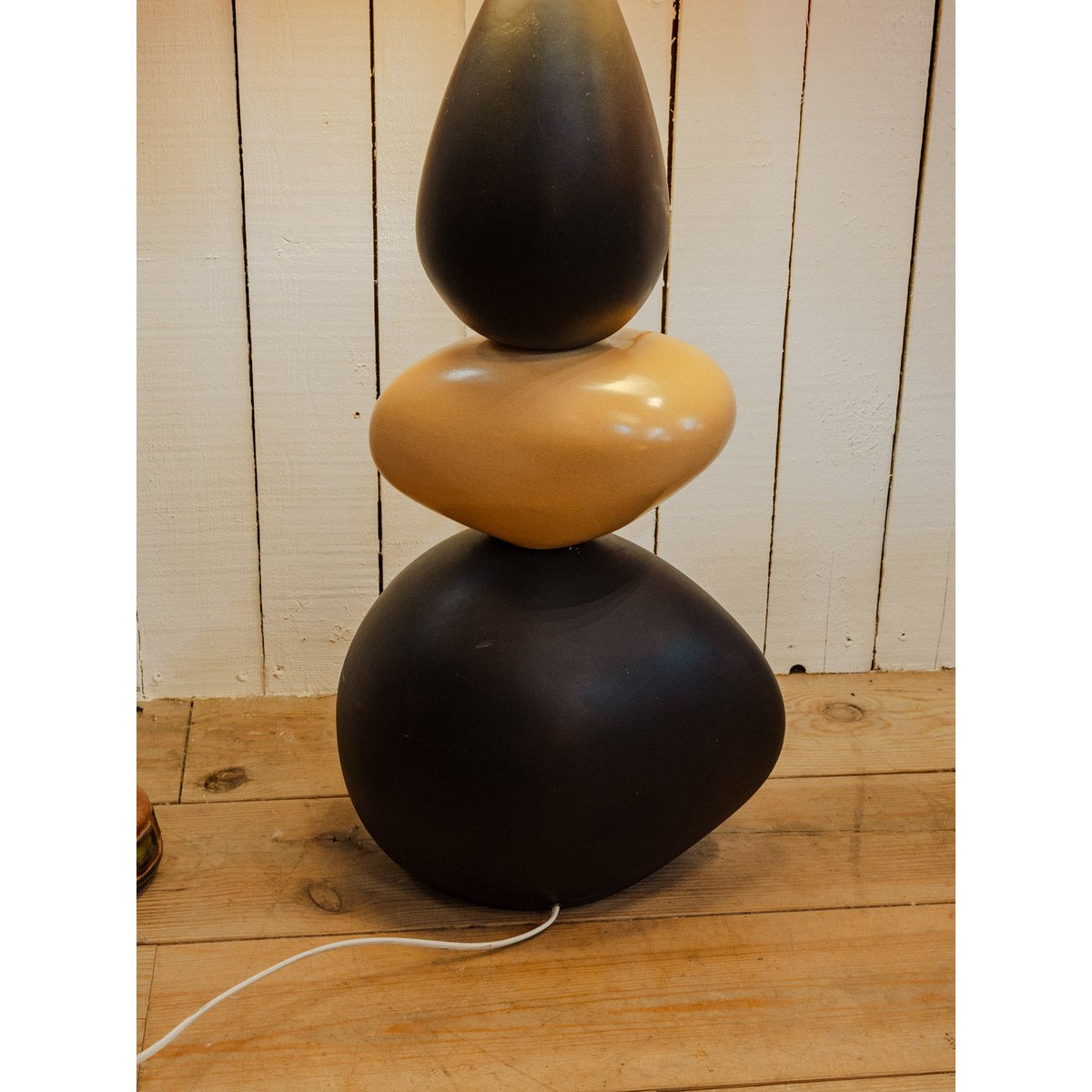 Grande lampe à poser noir et beige Julia N°1132 - Bon état noir, DEBONGOUT