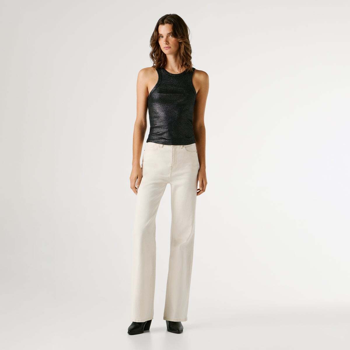 Top Côtelé Métallisé noir, PEPE JEANS