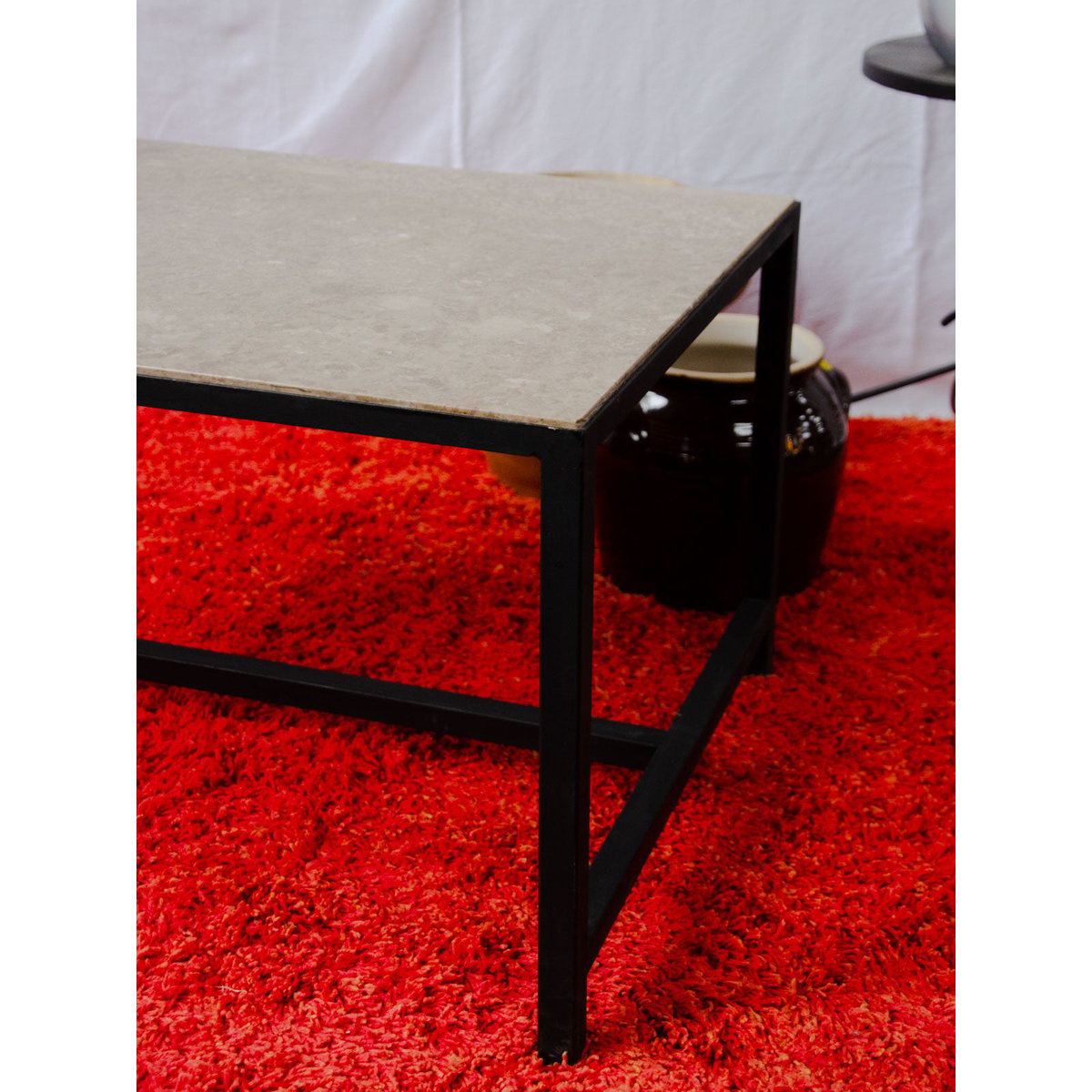 Table basse en marbre et métal Marie-Pierre N°101 - Bon état noir, DEBONGOUT