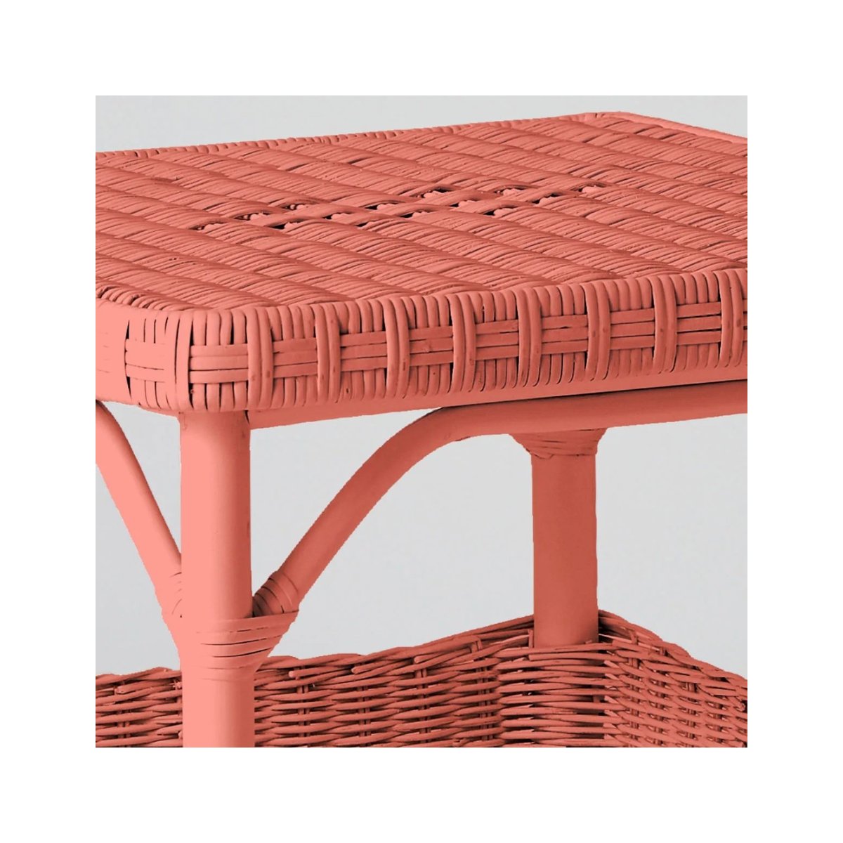 Table basse carrée en rotin PRIMAVERA laqué vert gazon rose, KOK