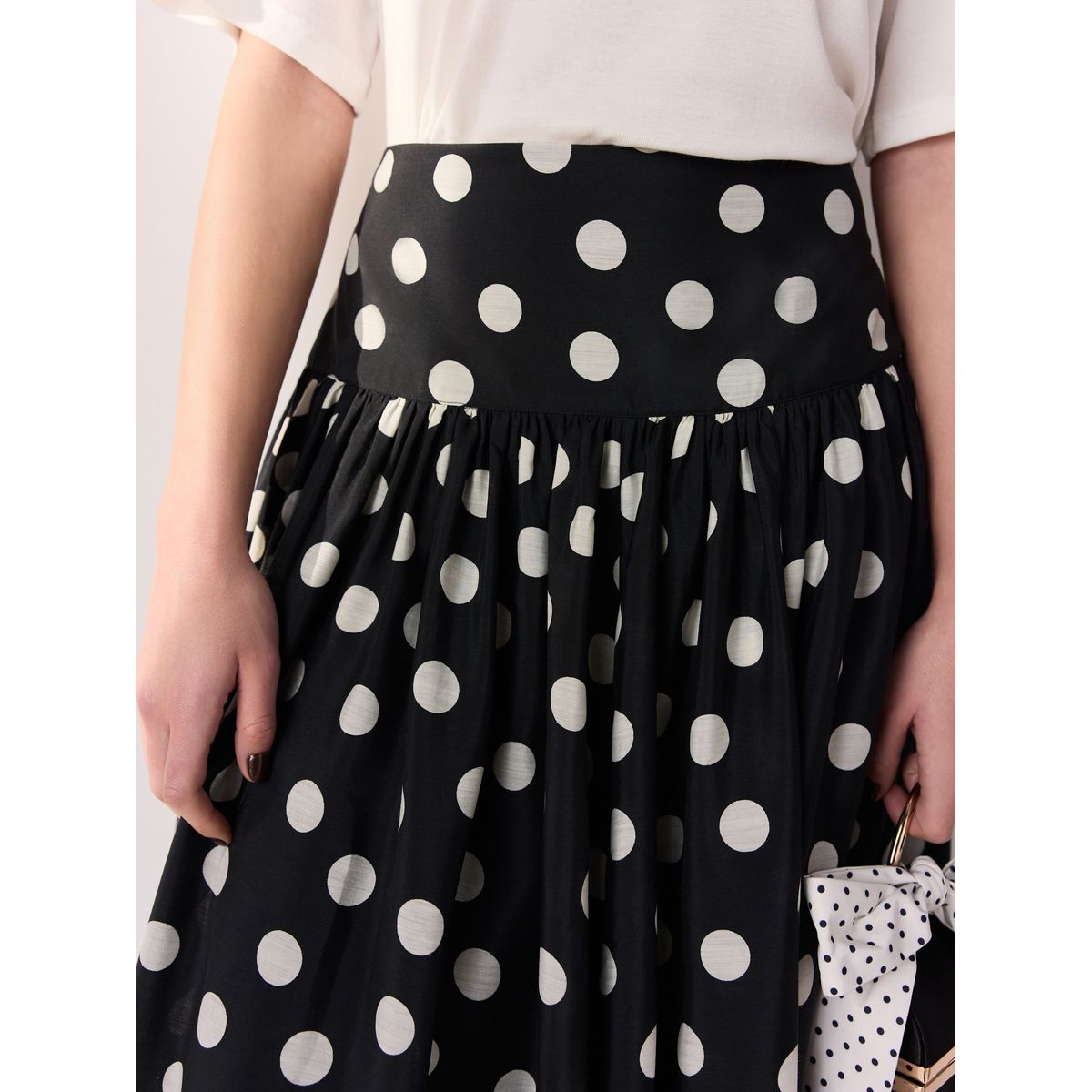 Jupe midi taille basse tabitha simmons x next pois noirs et blancs, NEXT