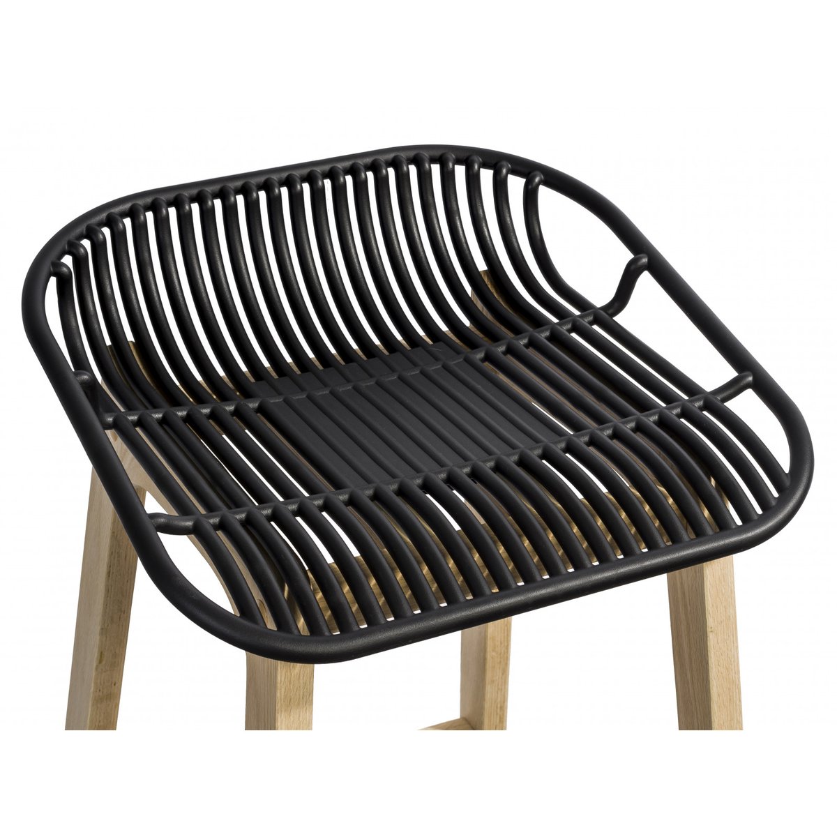 Lot de chaises d'îlot et bar en chêne et assise plastique 65cm MALMO | Lot de 6 noir, MOB IN