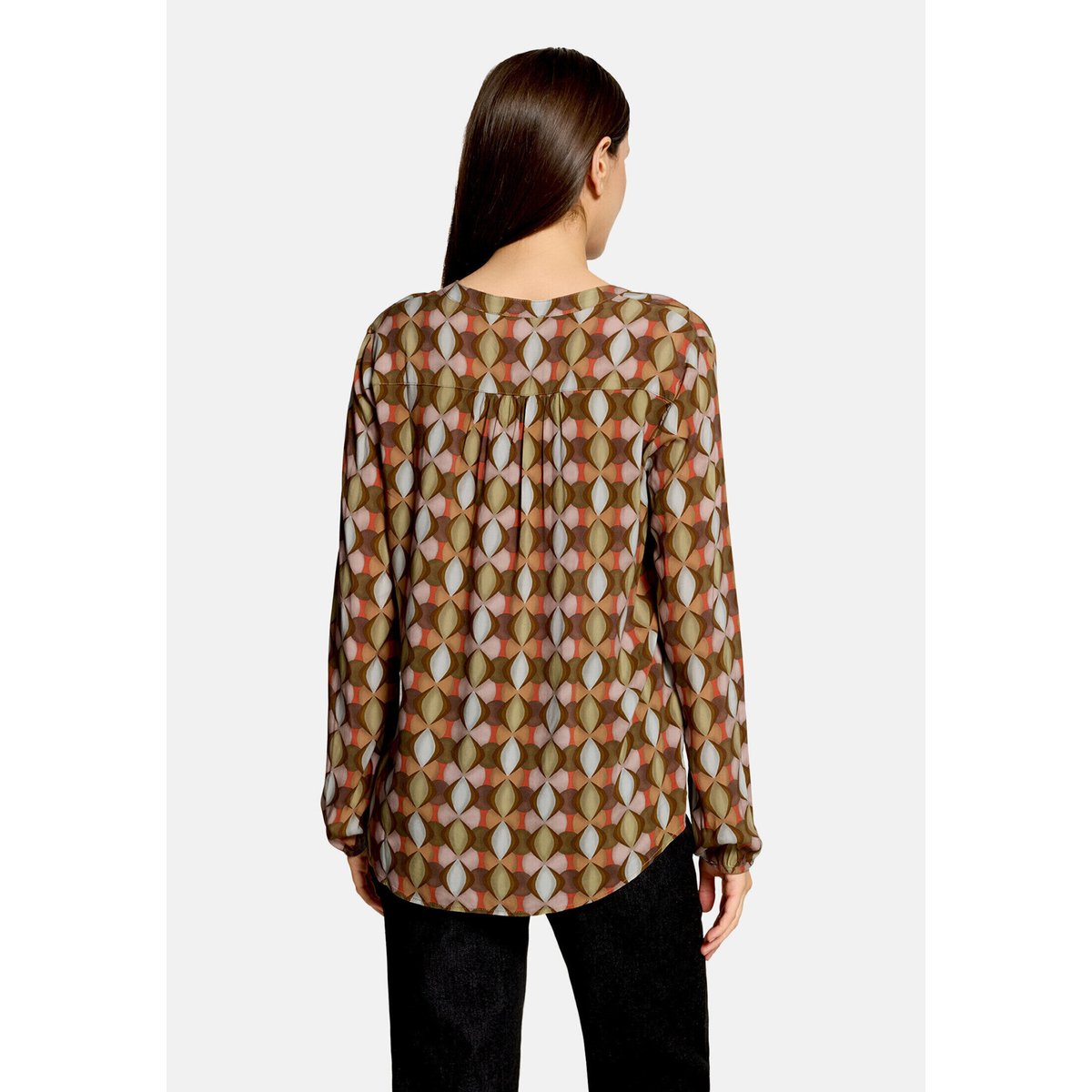 T-shirt façon blouse à motifs green/taupe, CARTOON