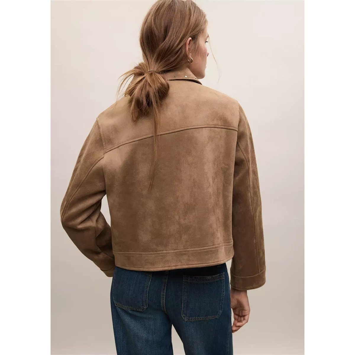 Veste effet daim à clous tabac, MANGO TEEN