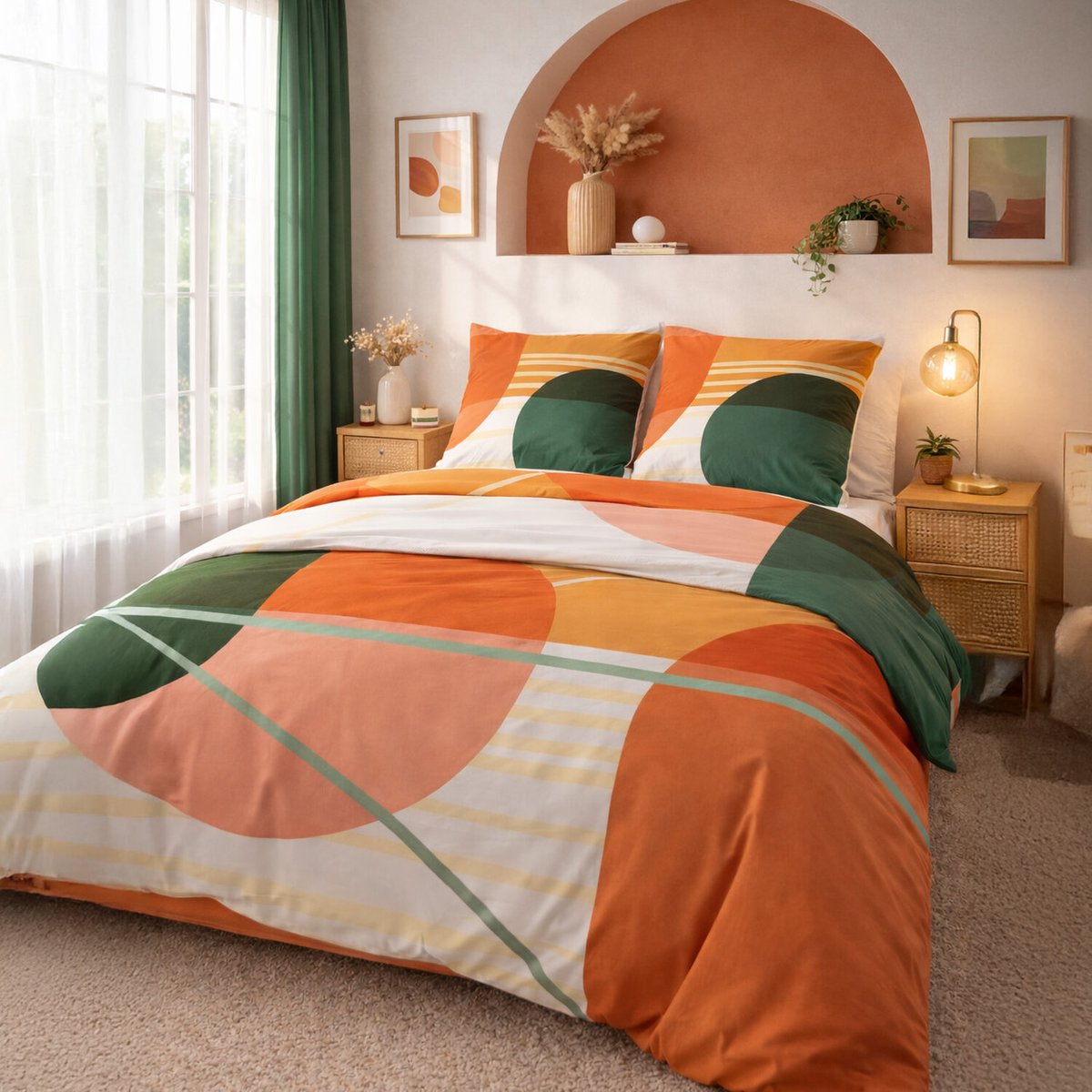 Parure housse de couette coton, Zoom multicolore, C DESIGN HOME TEXTILE