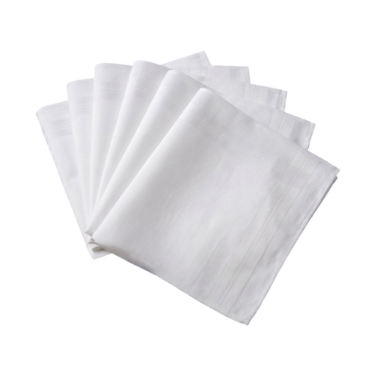 Lot de 6 Mouchoirs Philippe - Coton Jacquard blanc, TRADITION DES VOSGES