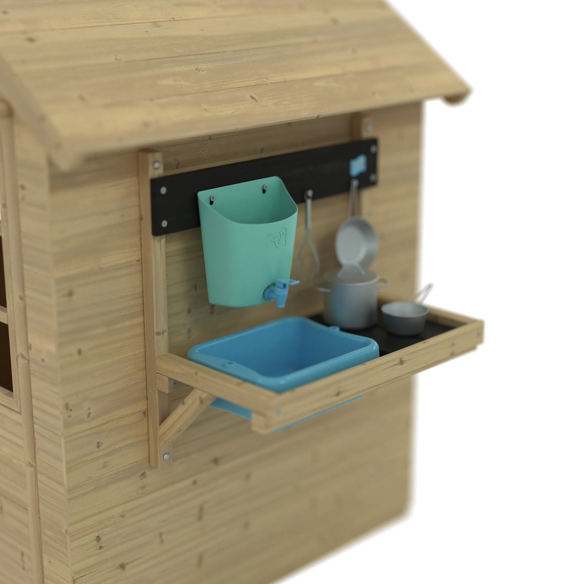 Maisonnette cabane enfant avec cuisine et volets ROMARIN marron, TP TOYS