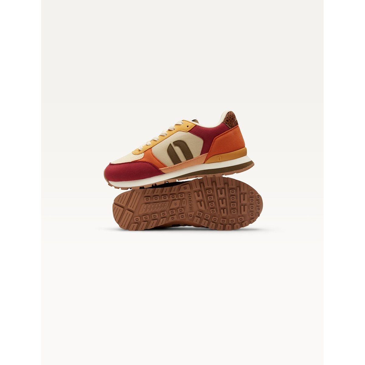 Baskets basses ALINE bordeaux ivoire moutarde, ODAJE