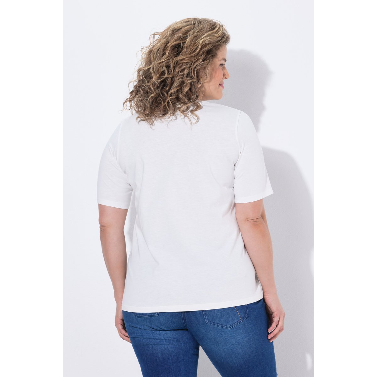 T-shirt à fleurs en coton bio blanc cassé, ULLA POPKEN