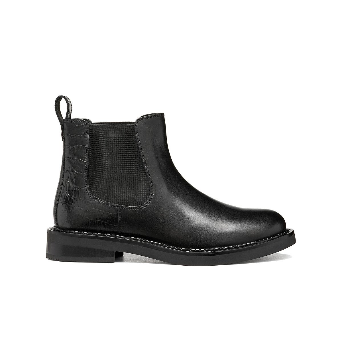 Chelsea-Stiefeletten aus Leder, SERILDA schwarz, GEOX