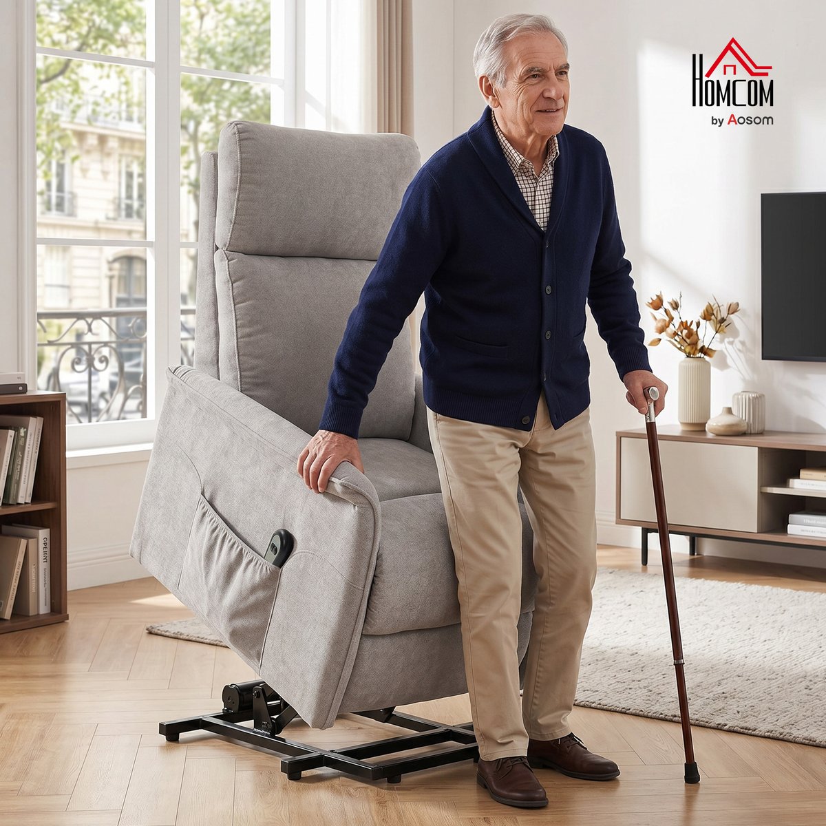 Fauteuil releveur électrique Chenille (100% gris clair, HOMCOM