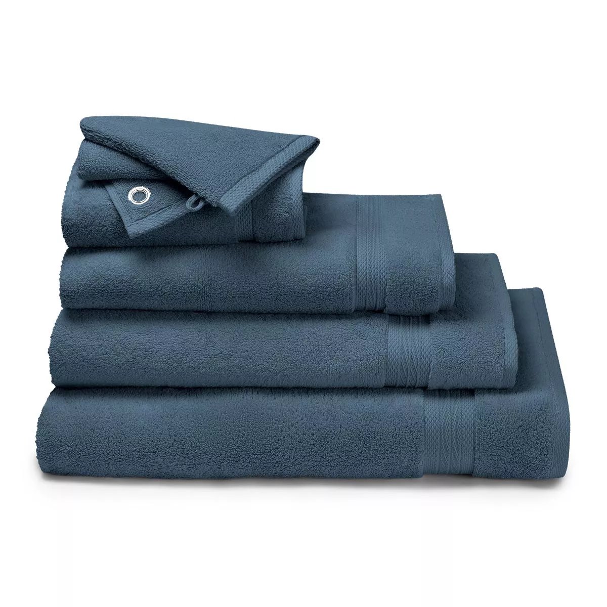 Serviette invites pur coton ELEA bleu ardoise, GARNIER THIEBAUT