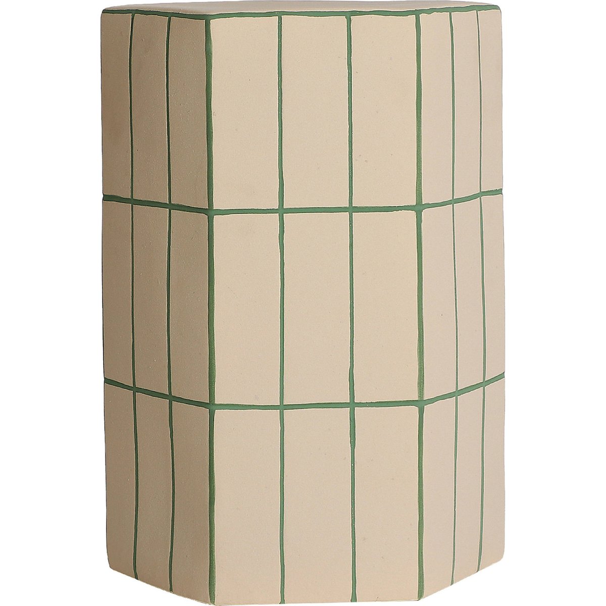 Table d'appoint céramique collection VACIO beige et vert mat, RECOLLECTION