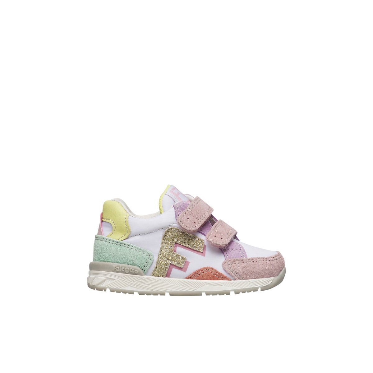 Sneakers en cuir et tissu NAERIS VL. rose-blanc, FALCOTTO