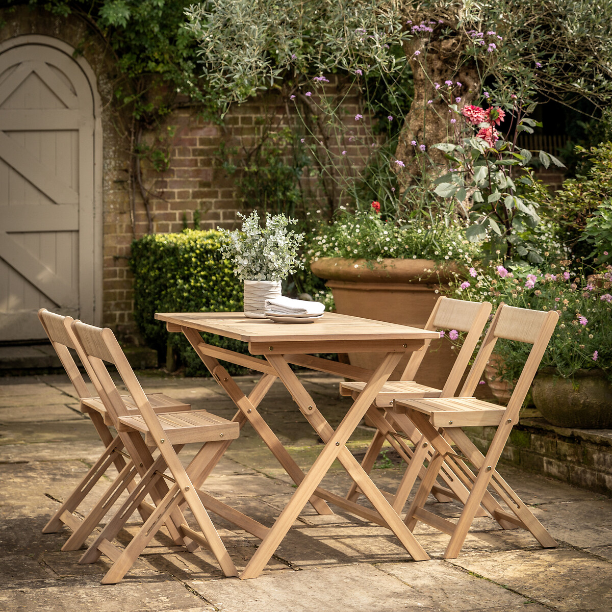 4 Seater Mellot Garden Folding Dining Set natural, SO'HOME