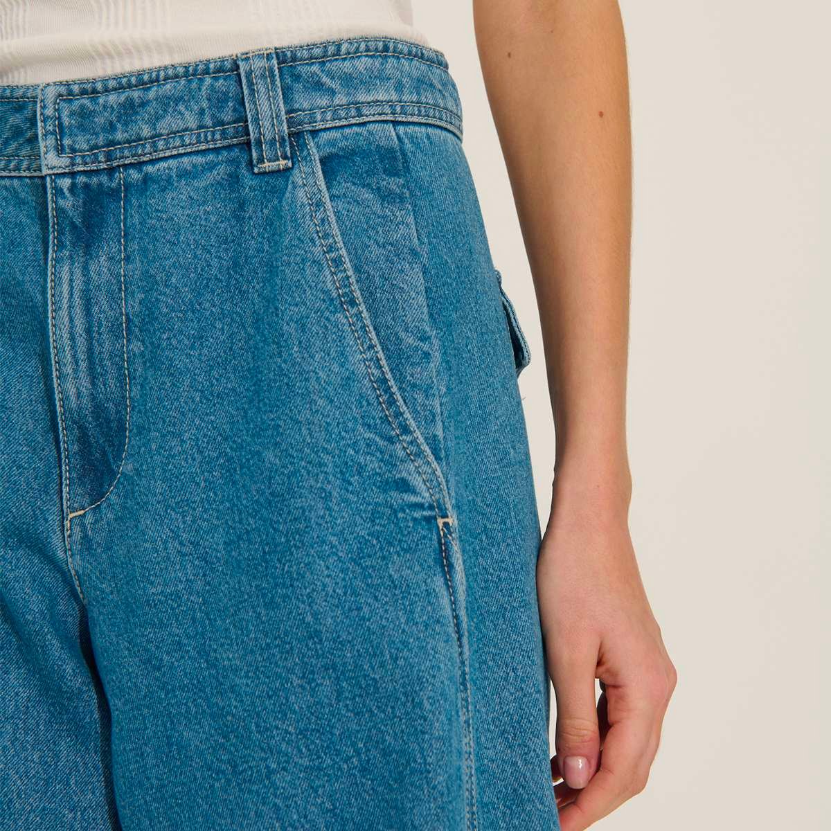 Pantalon large en coton PERINE denim, BENSIMON