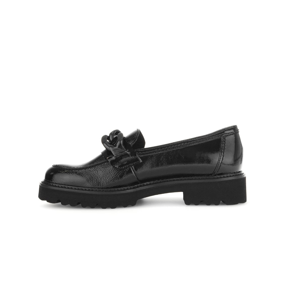 Mocassins en cuir à talon décroché noir vernis, GABOR