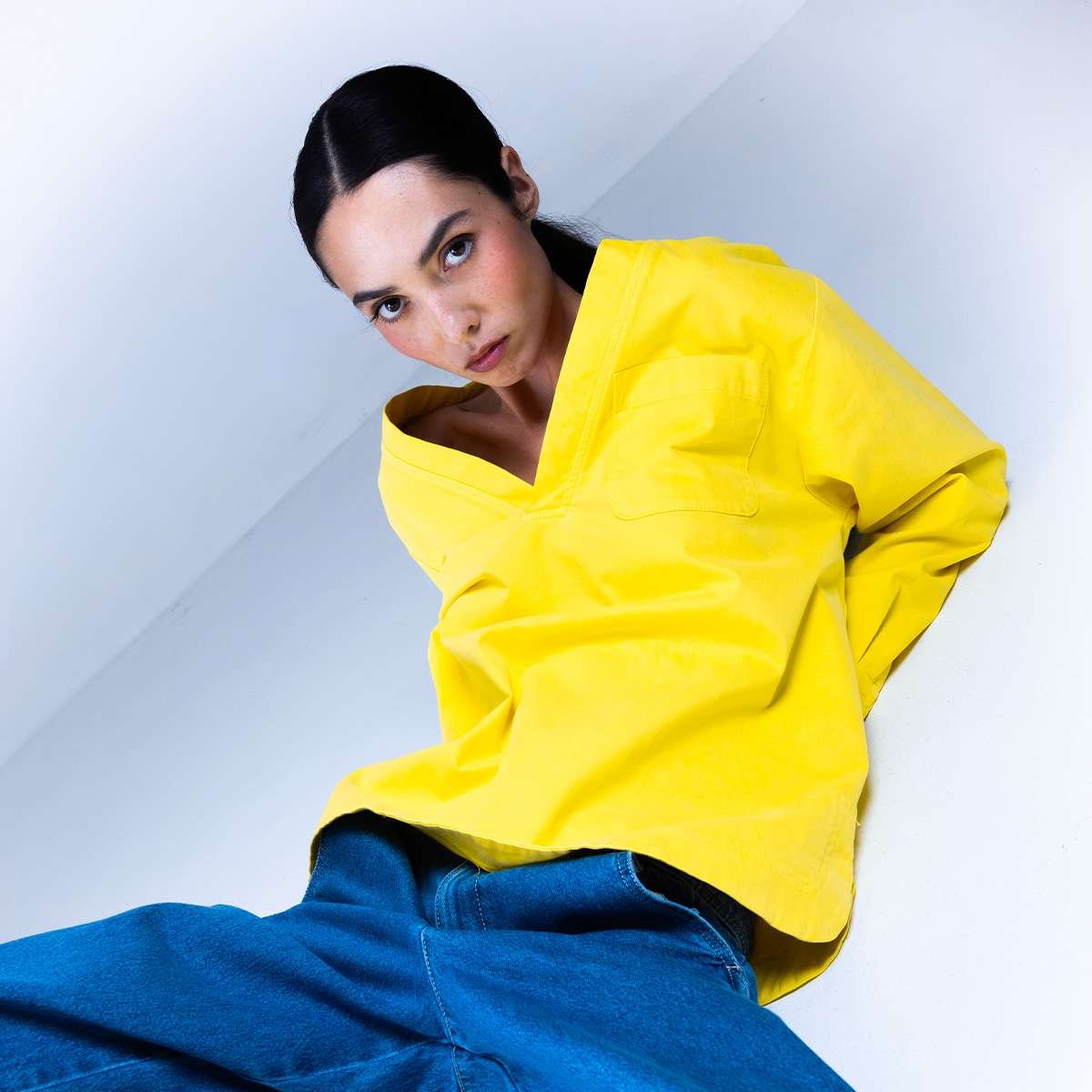 Vareuse ample manches longues en coton PETRUS jaune, BENSIMON