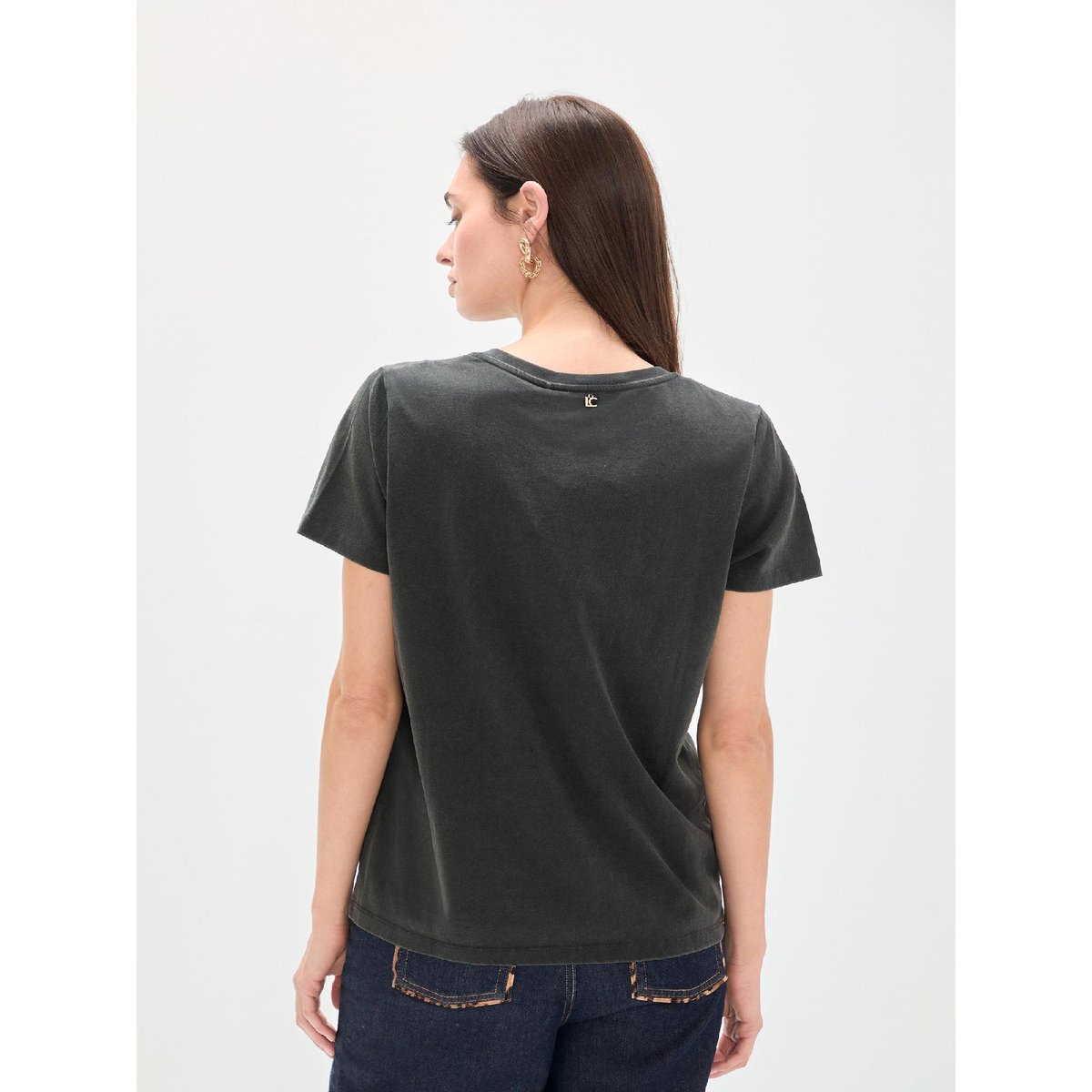 T-shirt à motif brodé anthracite, LOLA CASADEMUNT