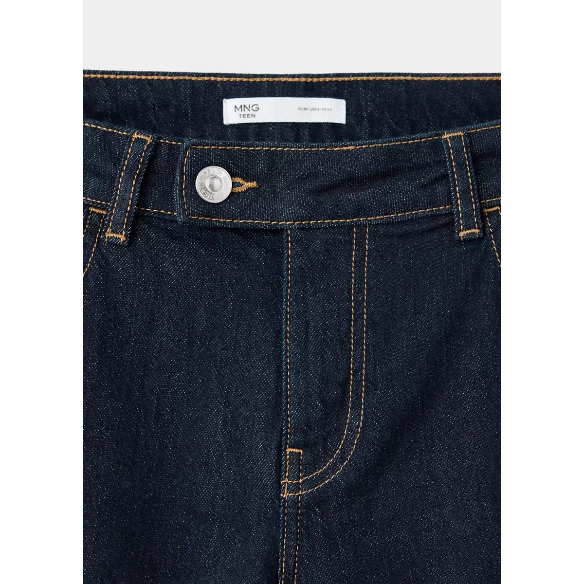 Jean taille basse à revers bleu, MANGO TEEN