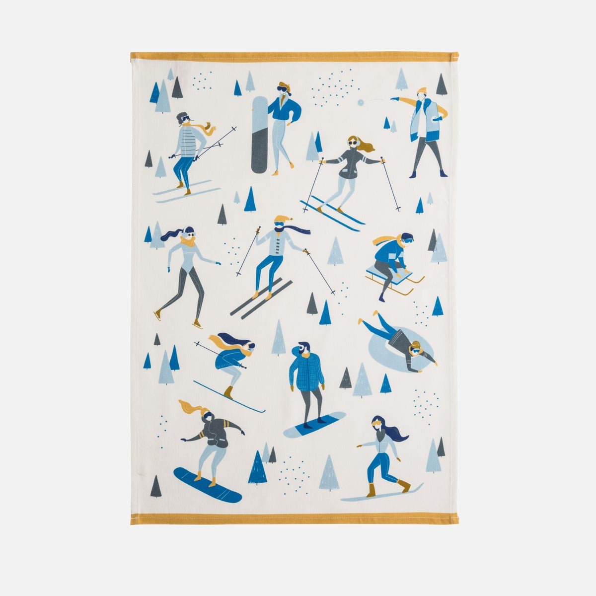 Torchon imprimé en coton SPORT D'HIVER blanc, COUCKE