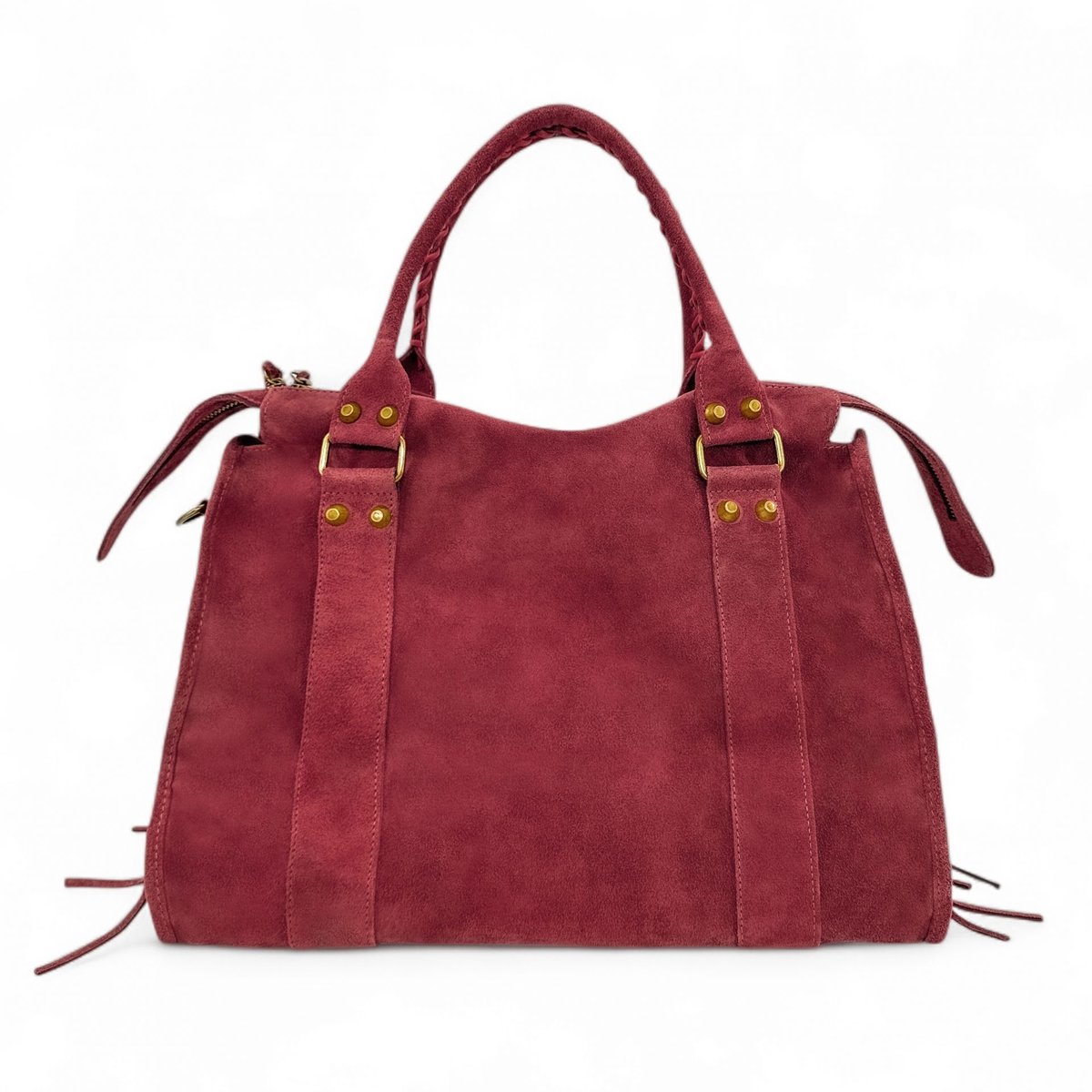 Grand sac en croûte de cuir STORM SUEDE XL rouge bordeaux, OH MY BAG