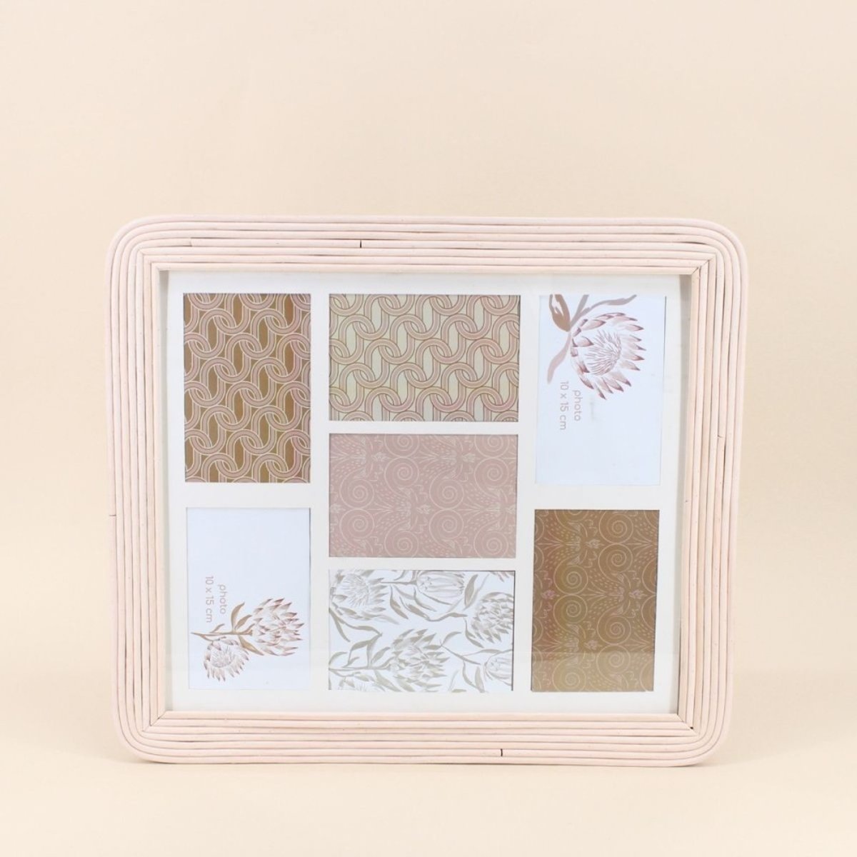 Cadre photo 7 vues en rotin 45x50cm naturel, ORNAMI