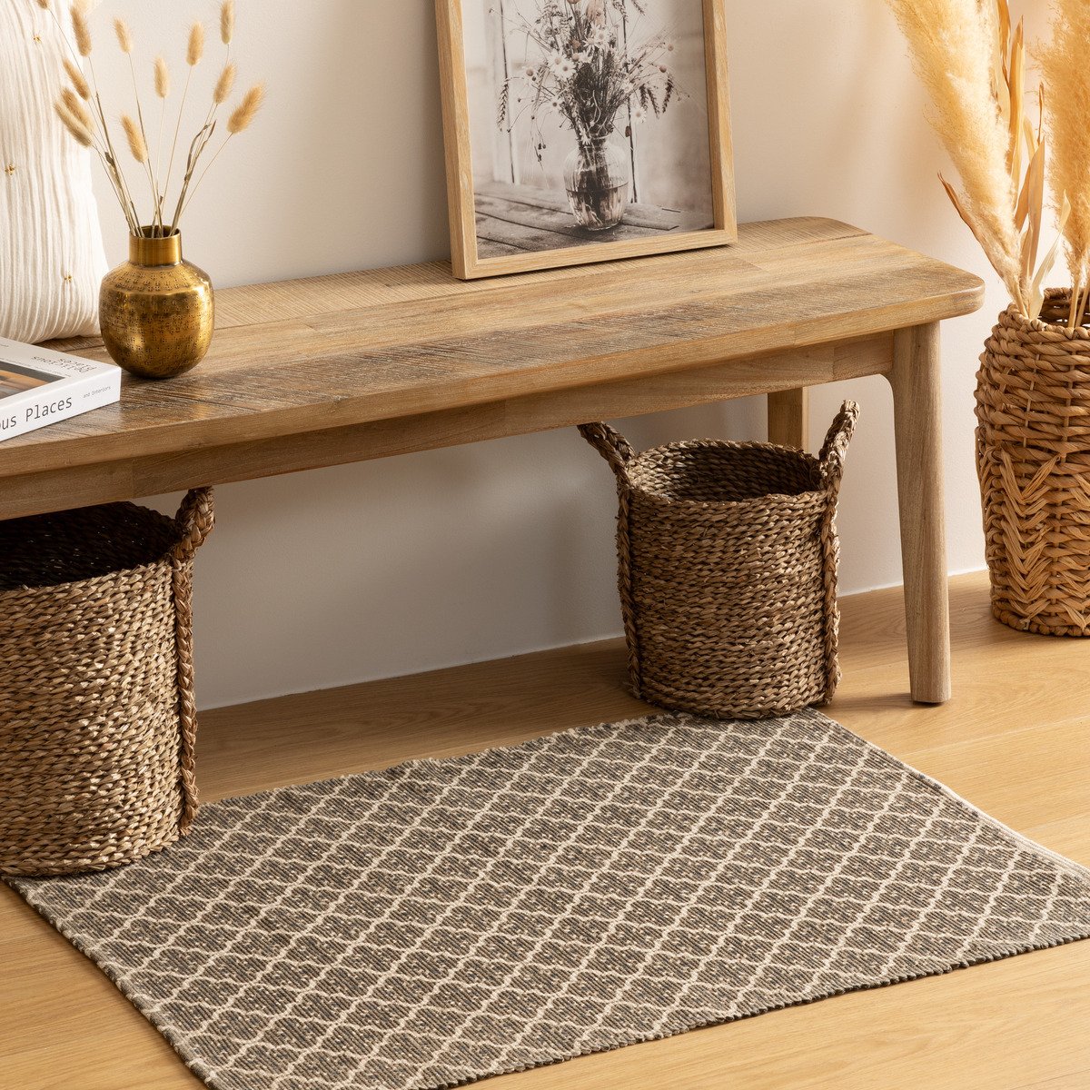 Tapis imprimé ALBAN noir, ATMOSPHERA