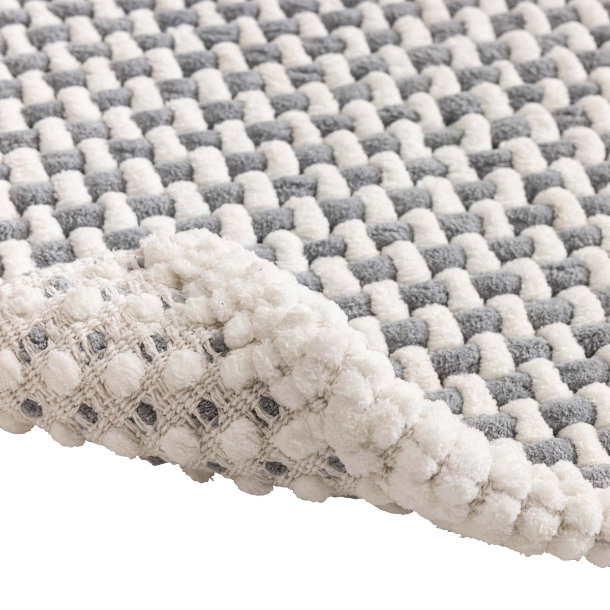 Tapis de bain en polycoton chenille ultra-absorbant naturel, DOUCEUR D'INTÉRIEUR