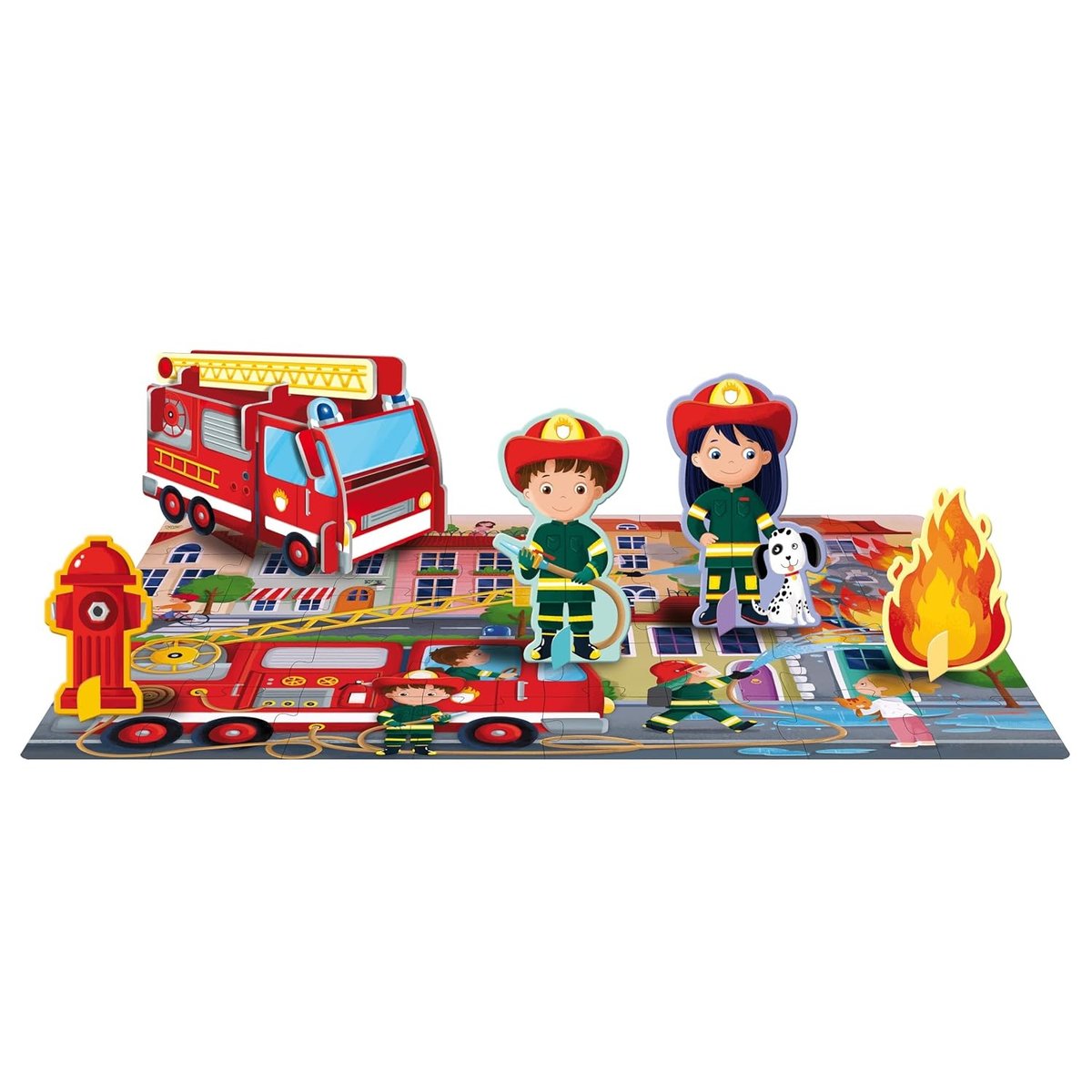 Livre et puzzle Les pompiers rouge, SASSI JUNIOR