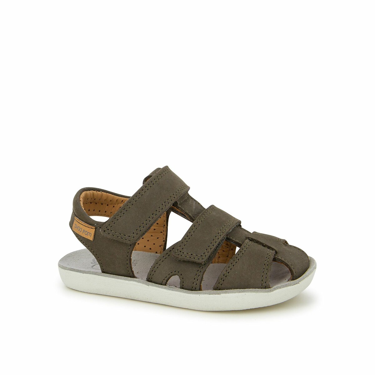 Kids Goa New Scratch Sandals in Leather khaki, SHOO POM