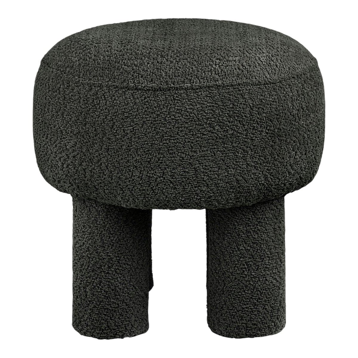 Pouf bouclette gris charbon à pieds larges BERLIN anthracite, PIER IMPORT