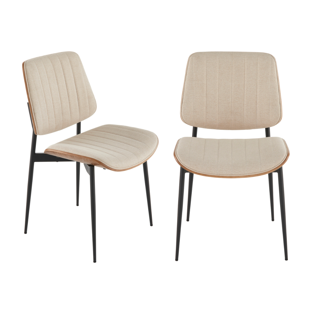 Lot de 2 chaises en tissu matelassé GISELLE beige, SIGNATURE