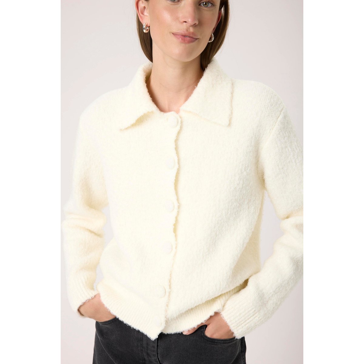 Cardigan à tricot blanc whisper white, SOAKED IN LUXURY