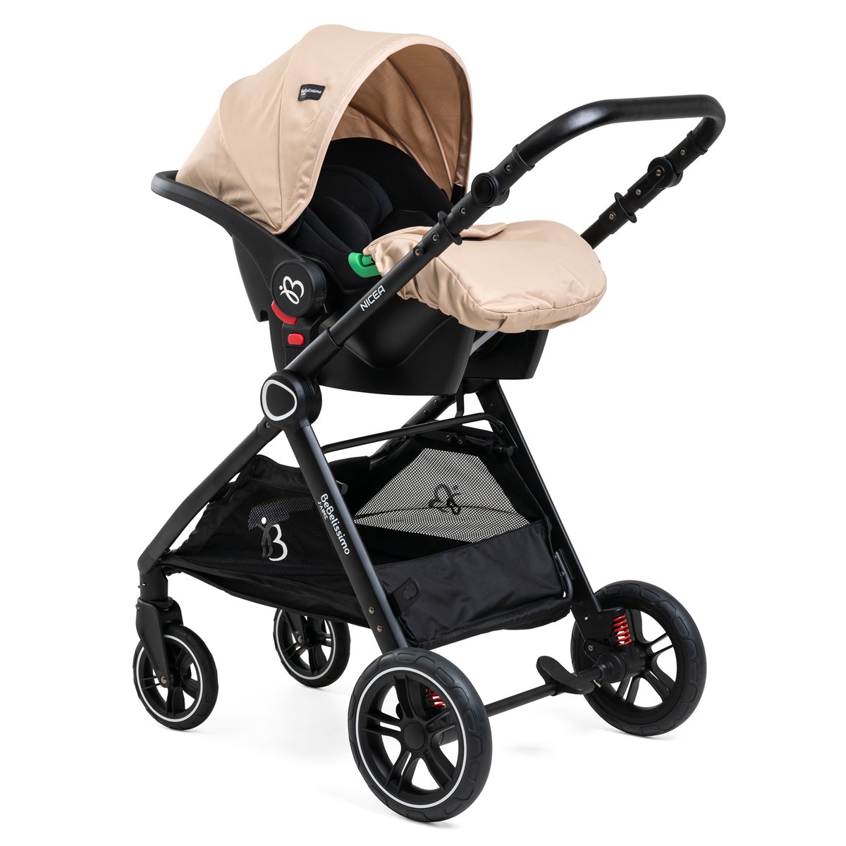 Poussette combinée trio 3 en 1 - siège auto 0m – jusqu’à 22kg couleur unique, BEBELISSIMO J'AIME