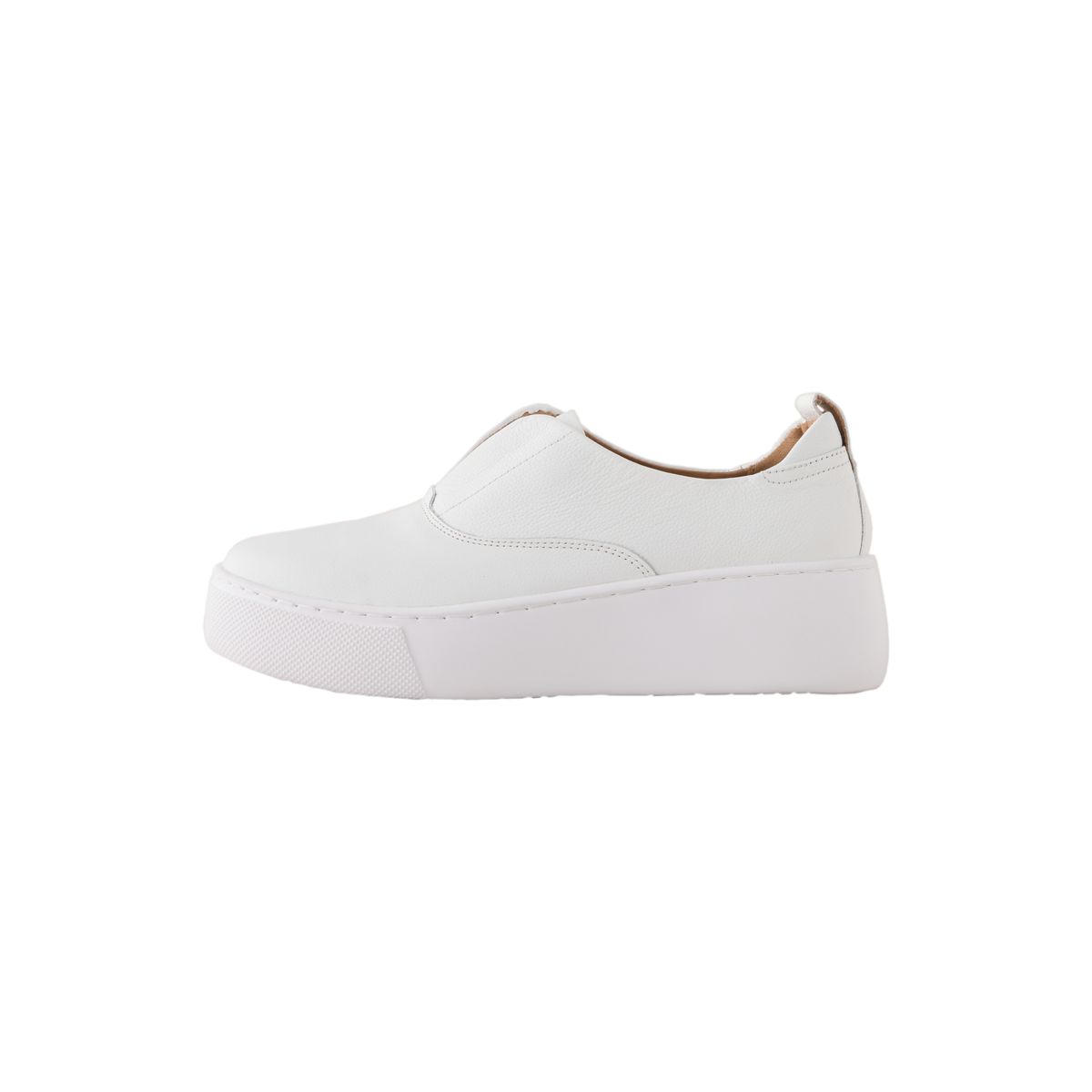 Baskets compensées en cuir à plateforme blanc, NEXT