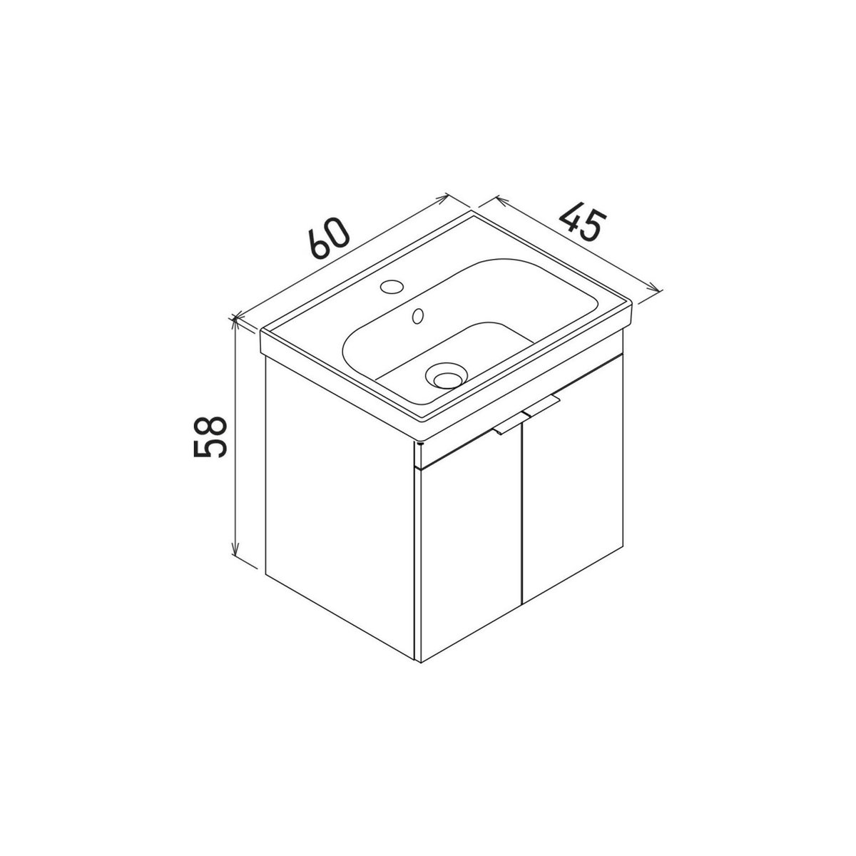 Meuble vasque suspendu 60 cm NEA chêne, PIER IMPORT