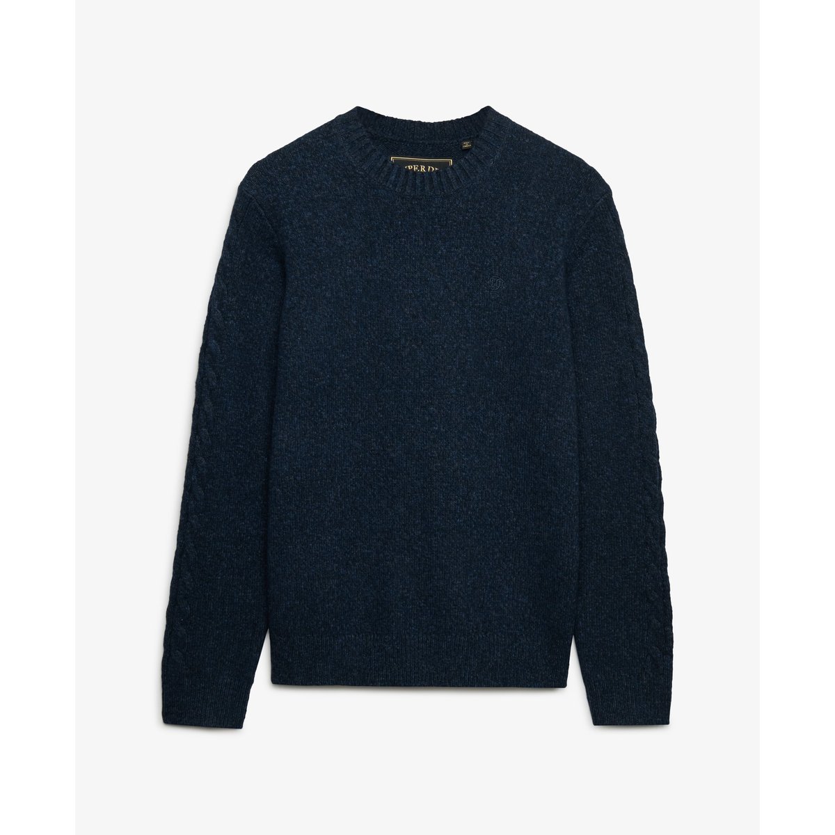 Pull à Manches Torsadées Brossé bleu marine foncé chiné, SUPERDRY