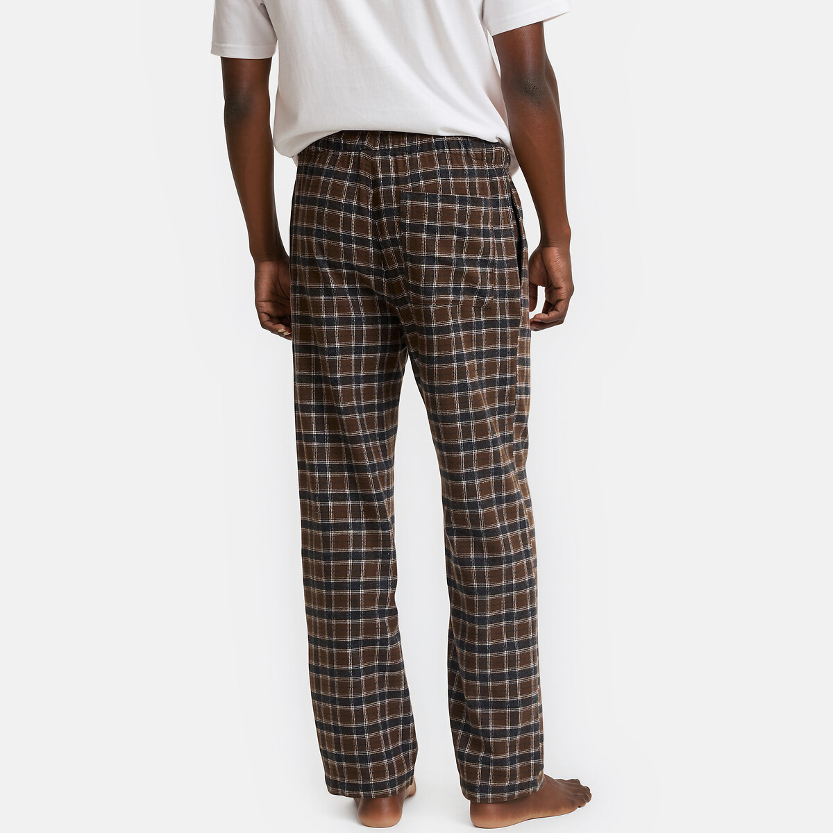 Pantaloni da pigiama in cotone marrone quadri, LA REDOUTE COLLECTIONS