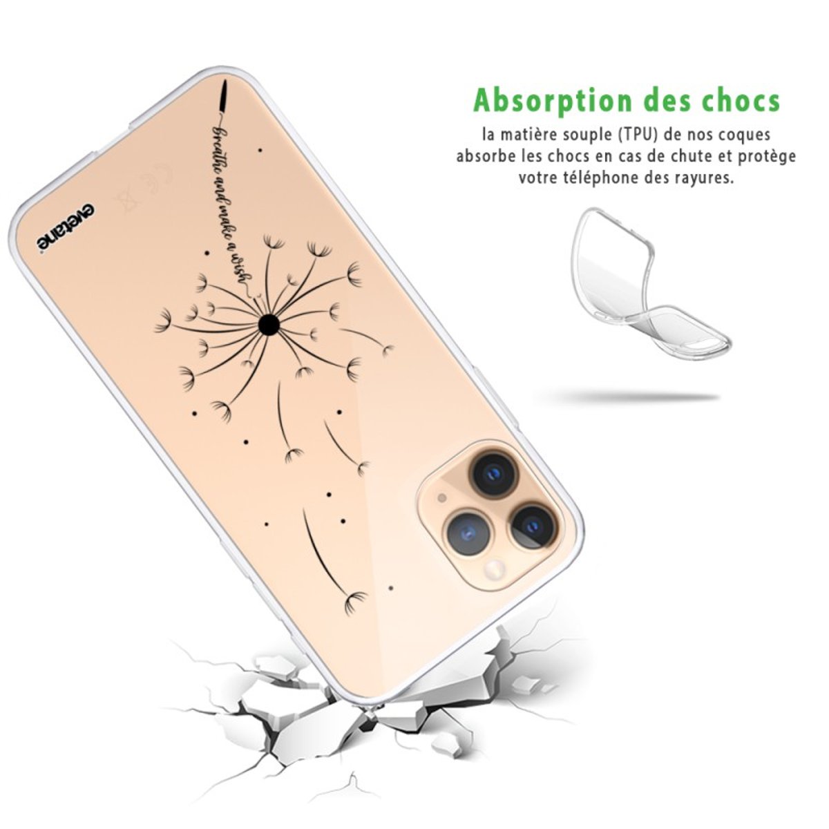 Coque 360 iPhone 11 Pro pissenlit make a wish, EVETANE