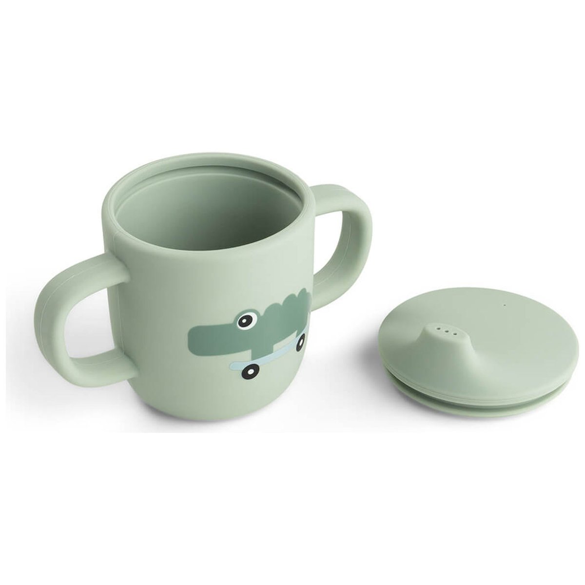 Tasse à bec à 2 anses en silicone vert, DONE BY DEER