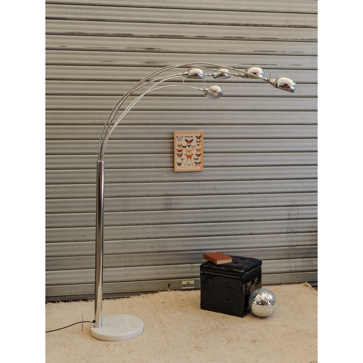 Lampadaire chromé et en marbre Julien N°416 - Bon état argenté, DEBONGOUT