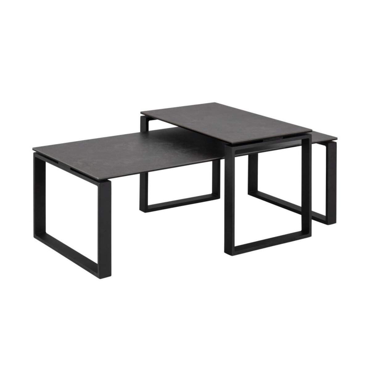 Tables basses rectangulaires en céramique et métal (set de 2) - KATHY gris, HELLIN, DEPUIS 1862