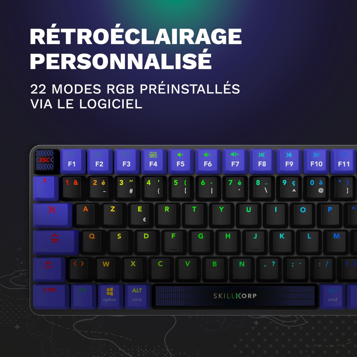 Clavier gamer sans fil K20 Ultimate couleur unique, SKILLKORP