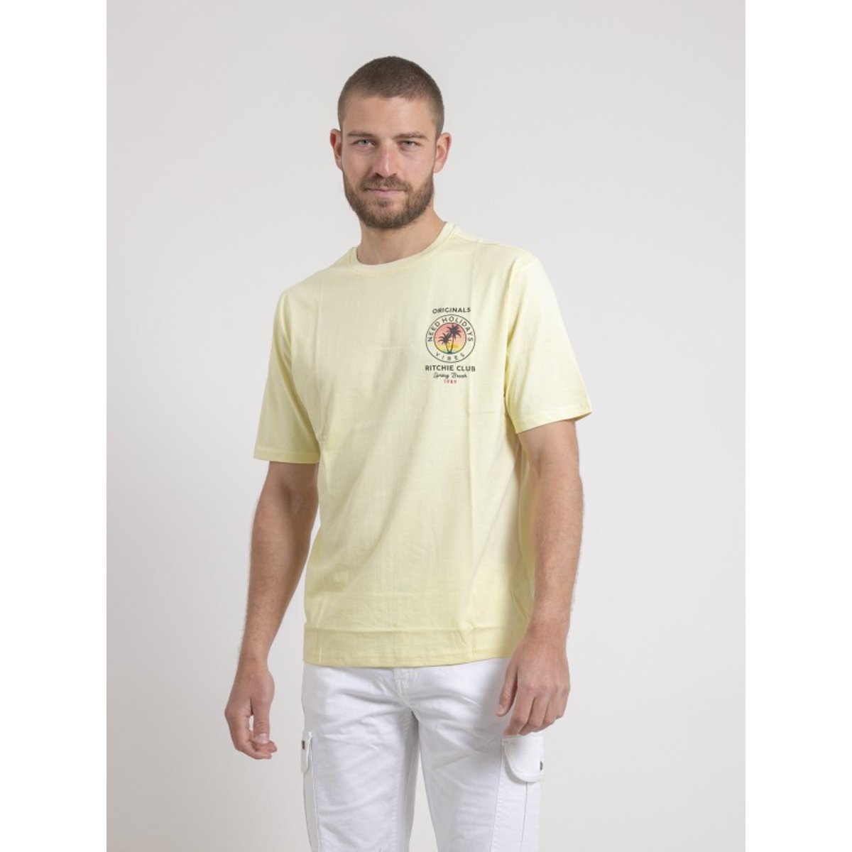 T-shirt Col Rond Oversize Pur Coton Nahamas jaune, RITCHIE