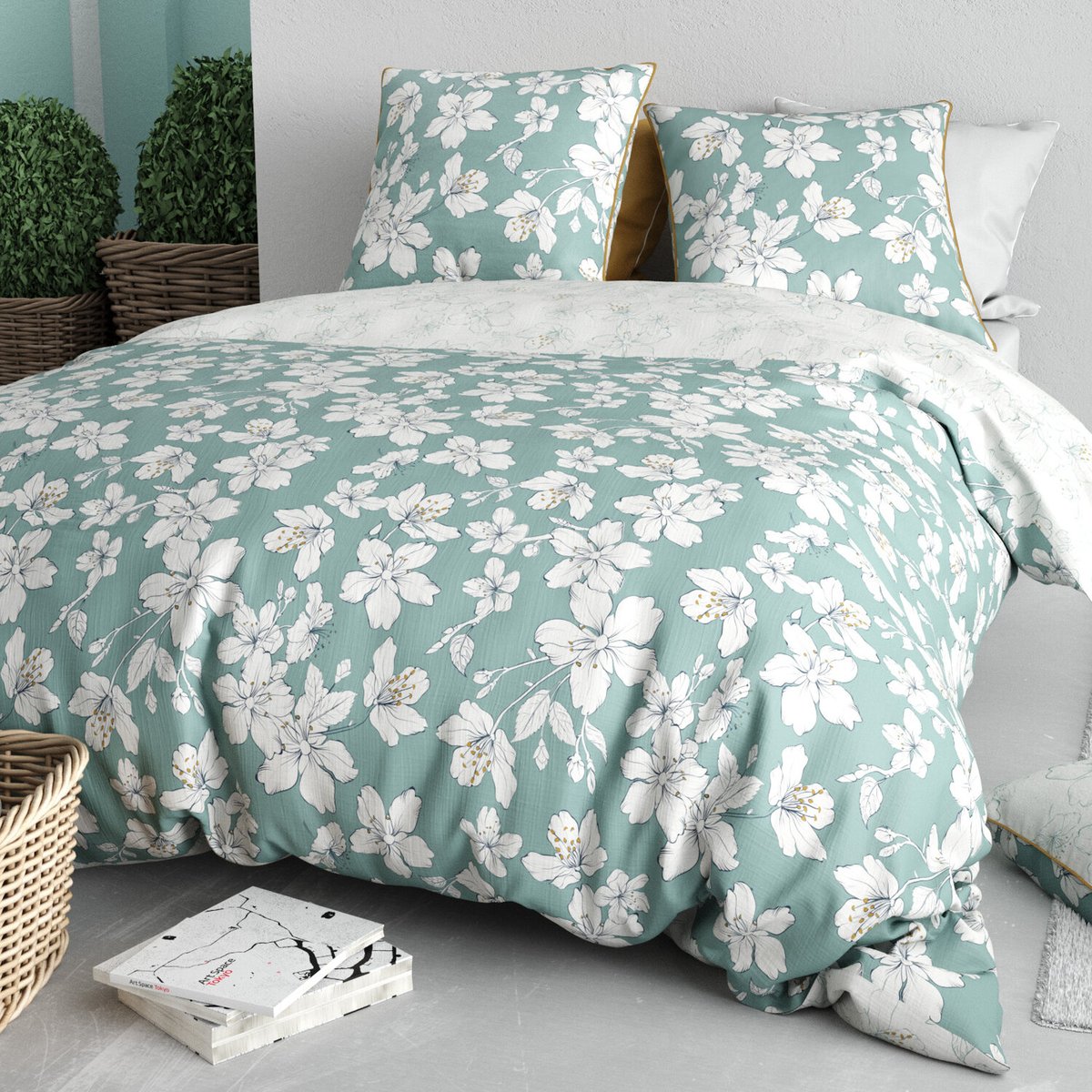 Parure housse de couette 100% coton 57 fils pia imprime, C DESIGN HOME TEXTILE