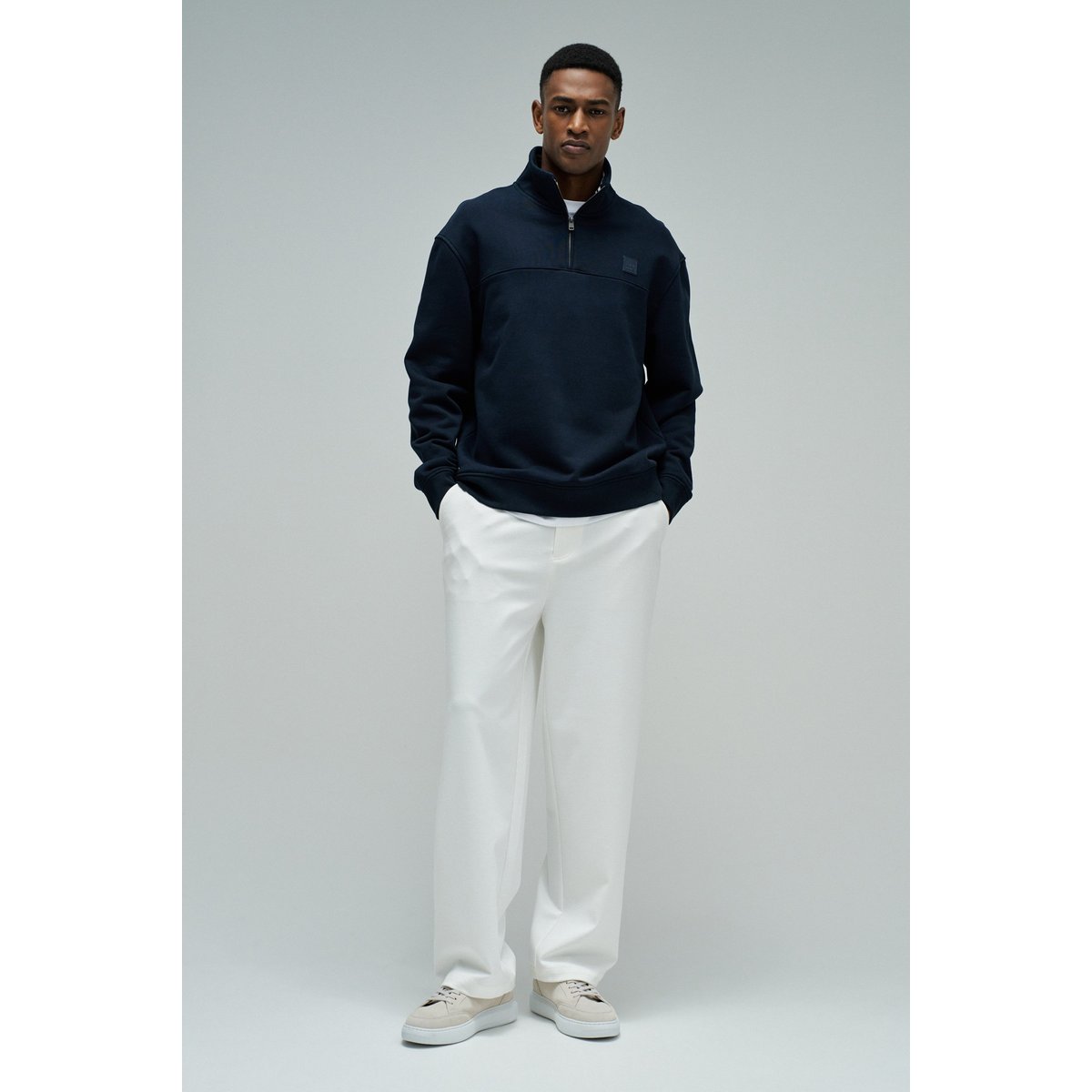 SWEATSHIRT AVEC MI-FERMETURE bleu foncé, SALSA JEANS